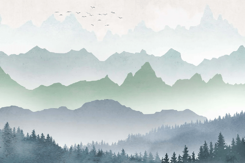 Forest morning mist wallpaper