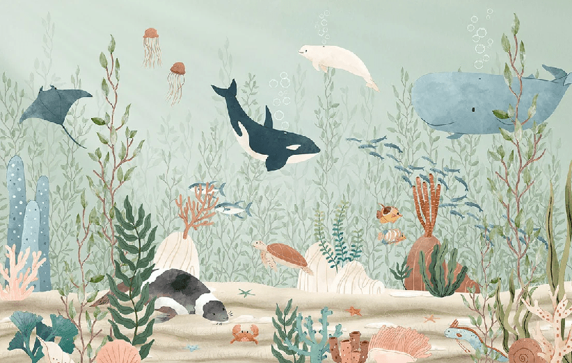 Papier peint bébé monde marin - Muralconcept