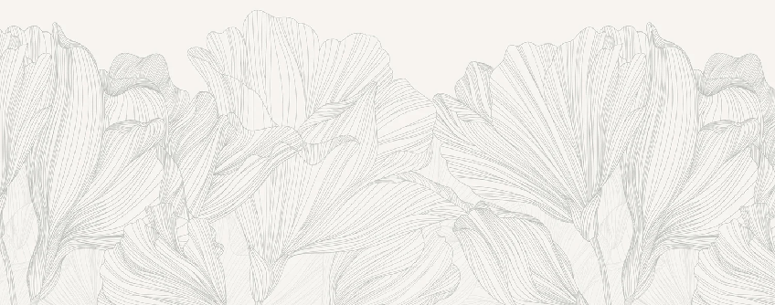 Panoramic wallpaper grey and white waltz of flowers