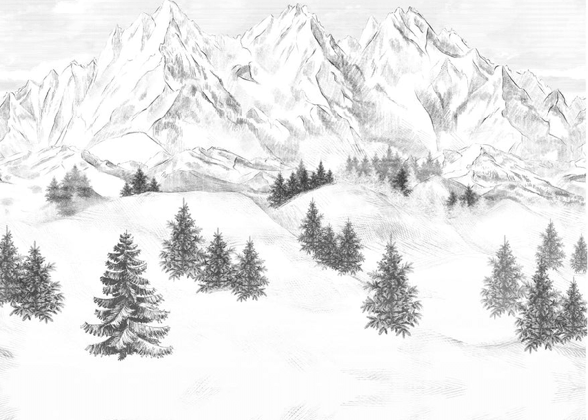 Papier peint montagne sommets de Chamonix - Muralconcept