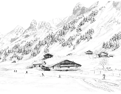 Papier peint Clusaz ski fond montagne Confins - Muralconcept