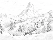 Papier peint panoramique Mont Cervin noir et blanc - Muralconcept