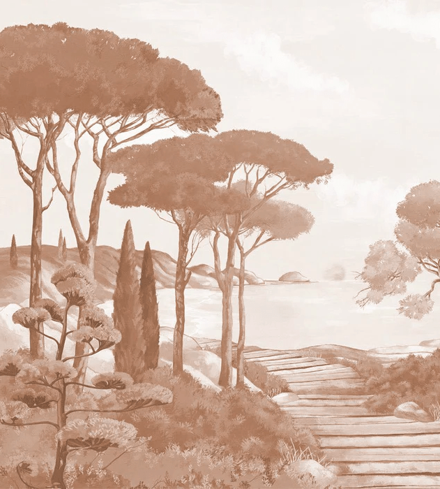 Papier peint balade dans les calanques terracotta - Muralconcept