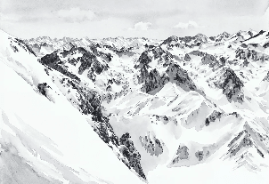 Papier peint Pyrénées  - Fresques enneigées Tourmalet Montagne - Muralconcept