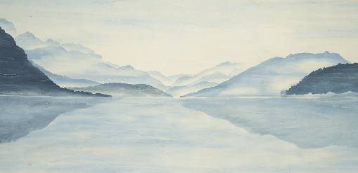 Papier Peint Vue Grand Albigny | Les Bleus du Lac® - Muralconcept