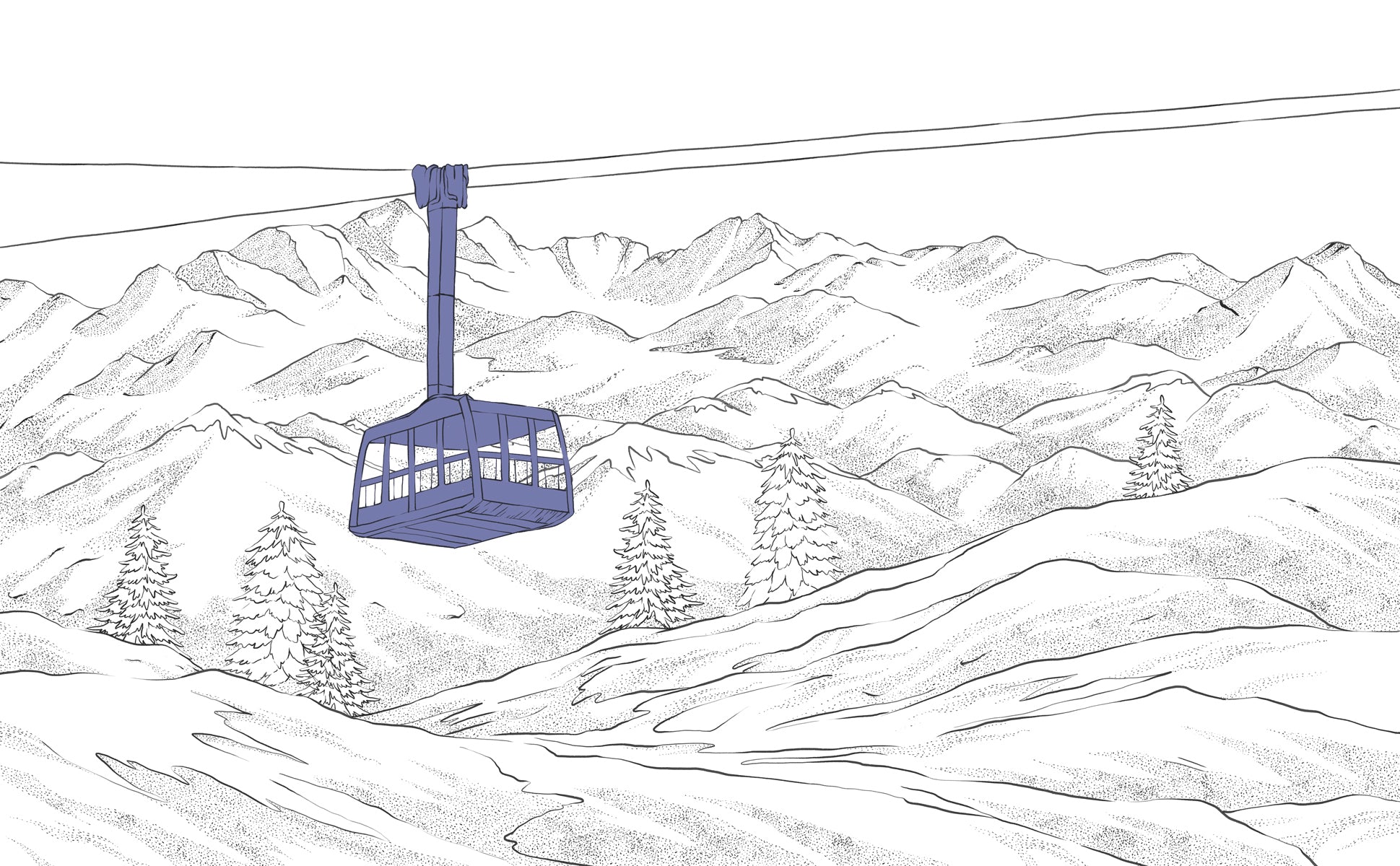 Tapete La Plagne Gondelbahn blau
