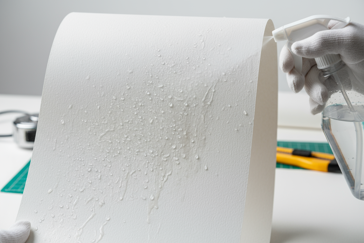 le spray vaporise le dos blanc du papier peint