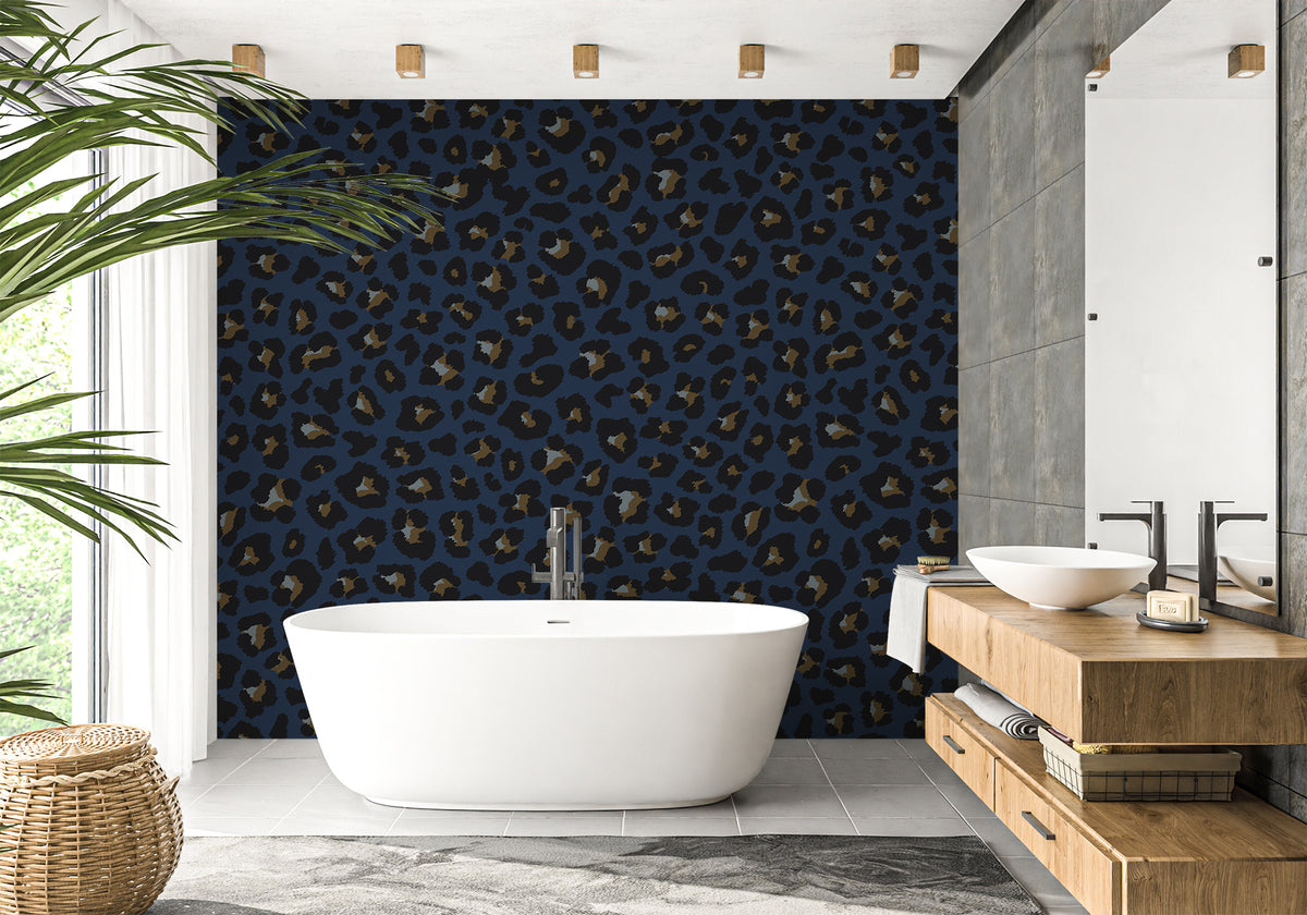 Leopard design bathroom wallpaper