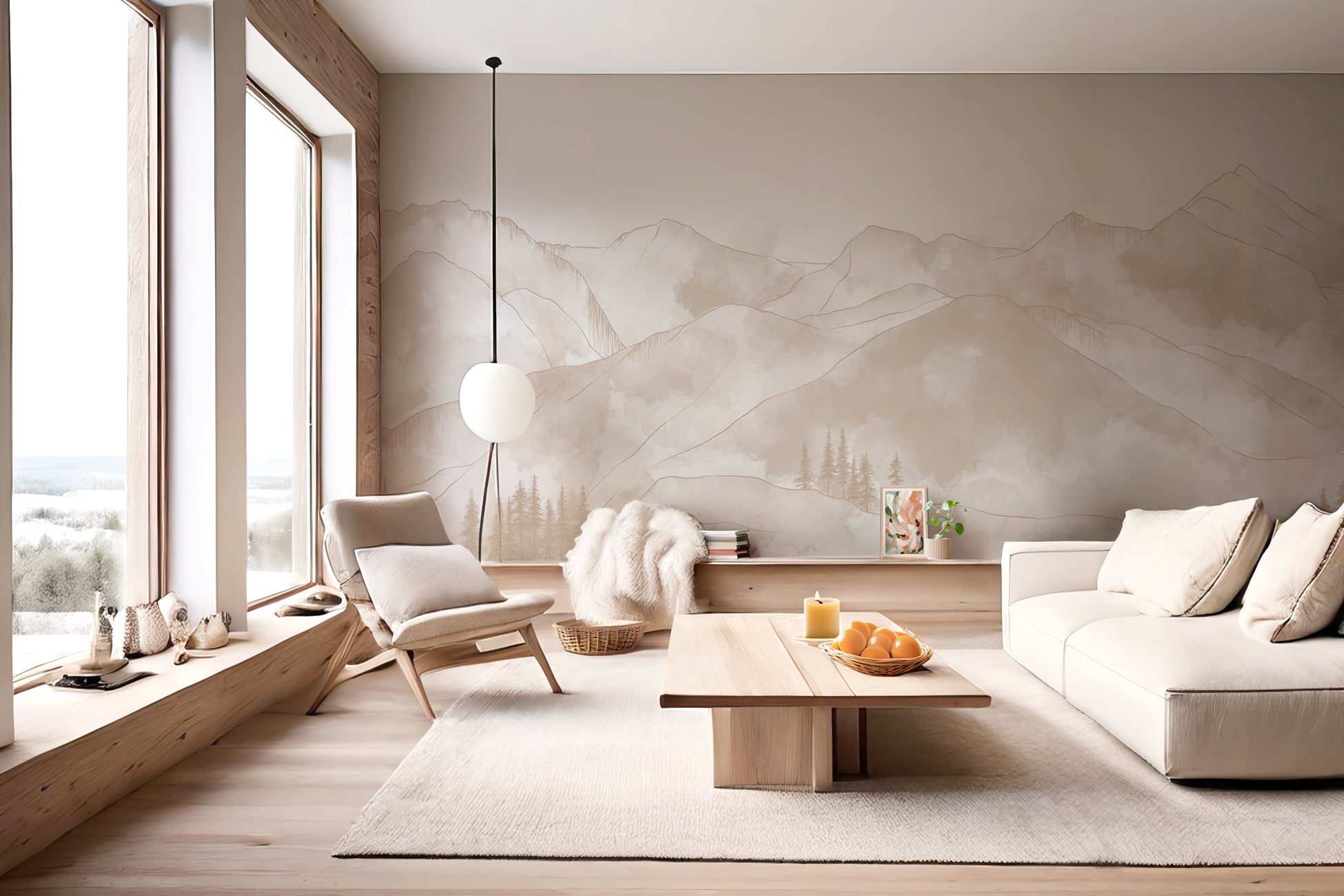 Papel pintado panorámico Aravis beige
