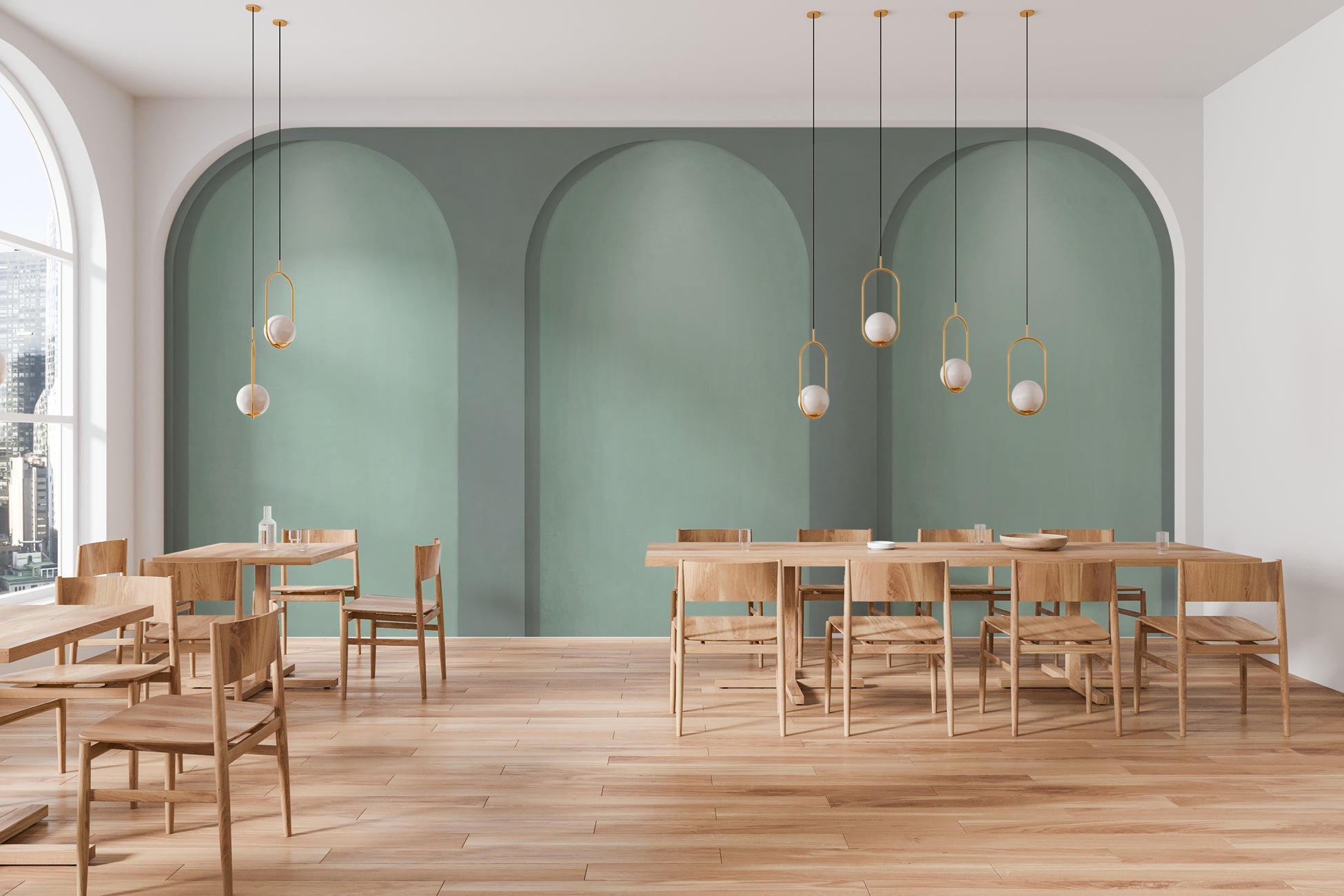 Papier peint panoramique arche vert ardoise, XXL, tendance