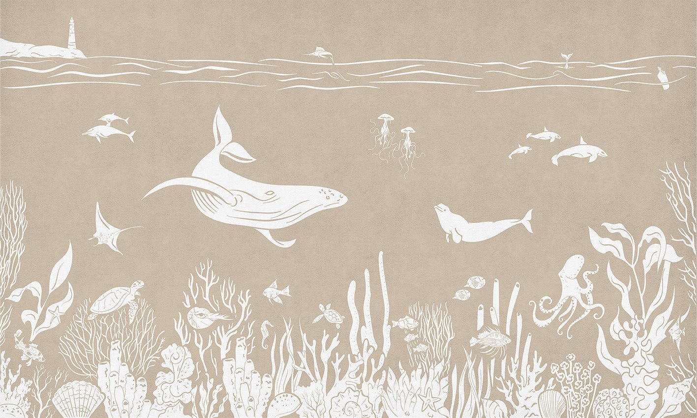 Papier peint balade aquatique beige, XXL, tendance