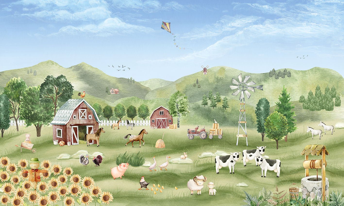 Baby wallpaper animals in the countryside