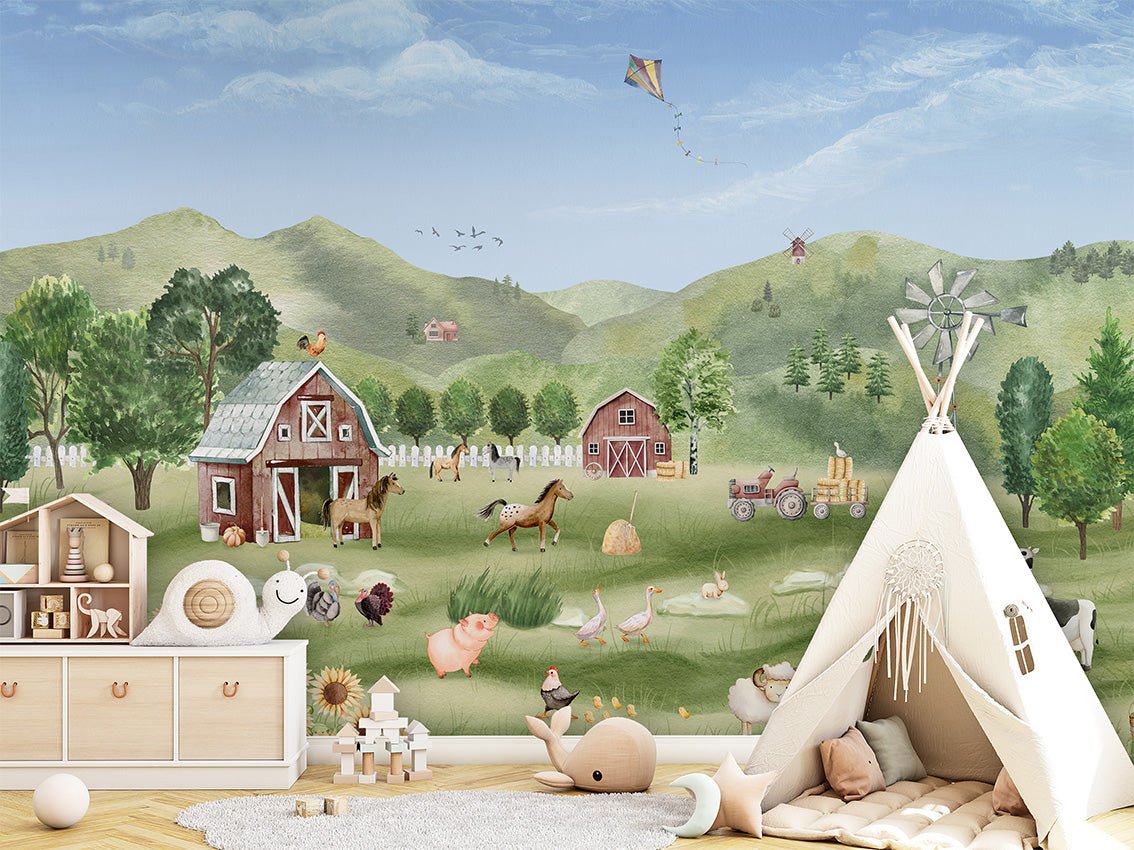 Baby wallpaper animals in the countryside