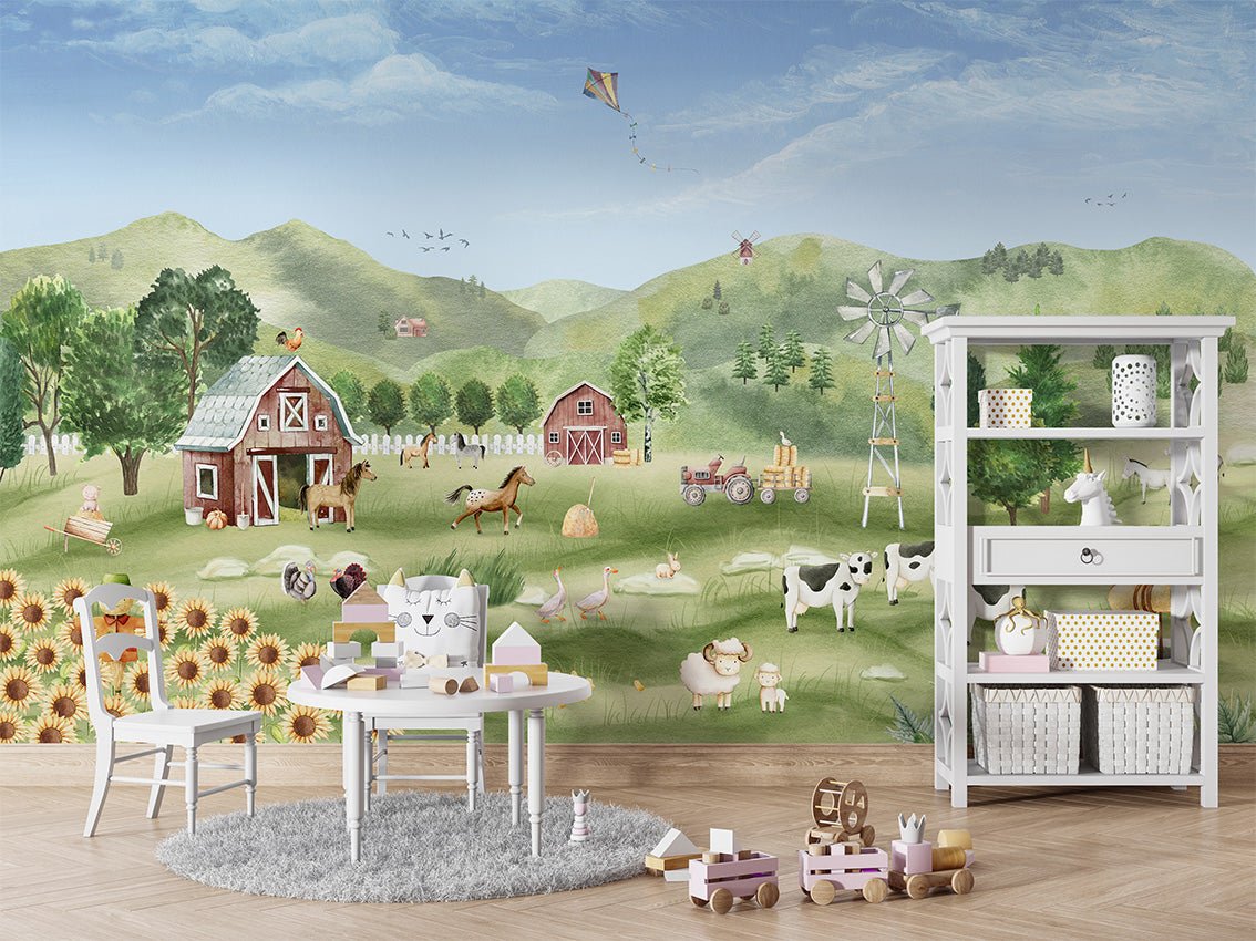 Baby wallpaper animals in the countryside