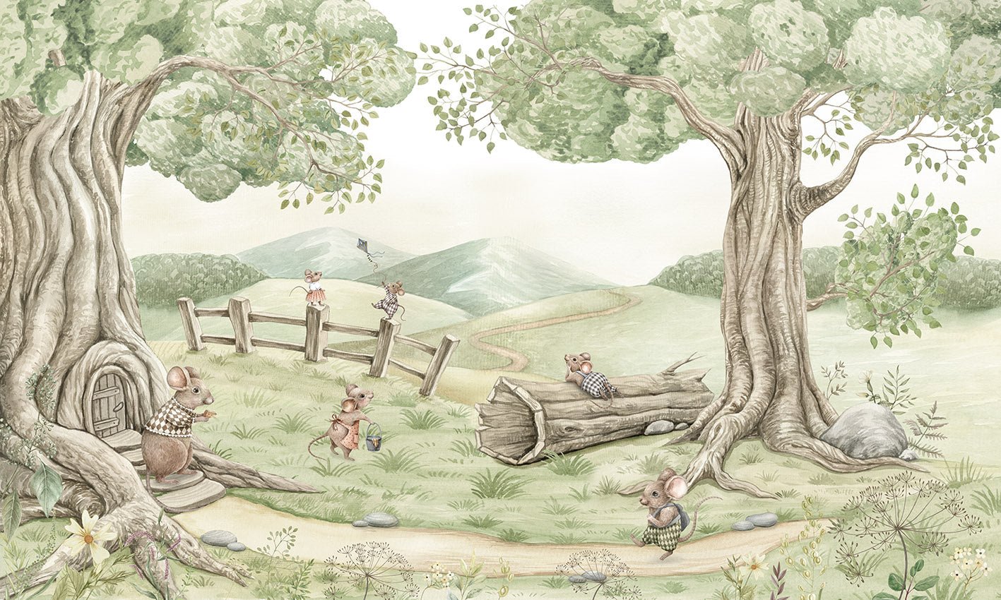 Papier peint bébé famille souris, XXL, tendance