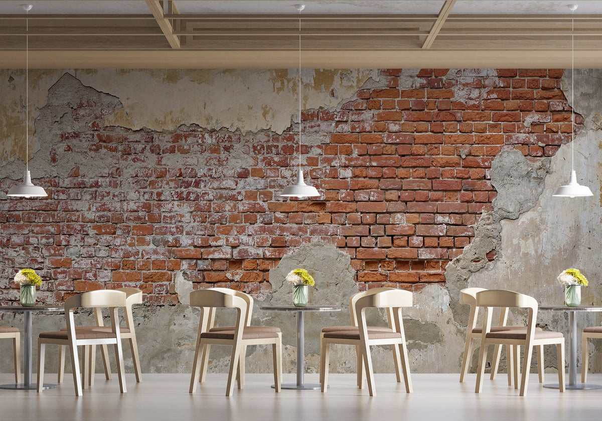 Broken brick bistro wallpaper