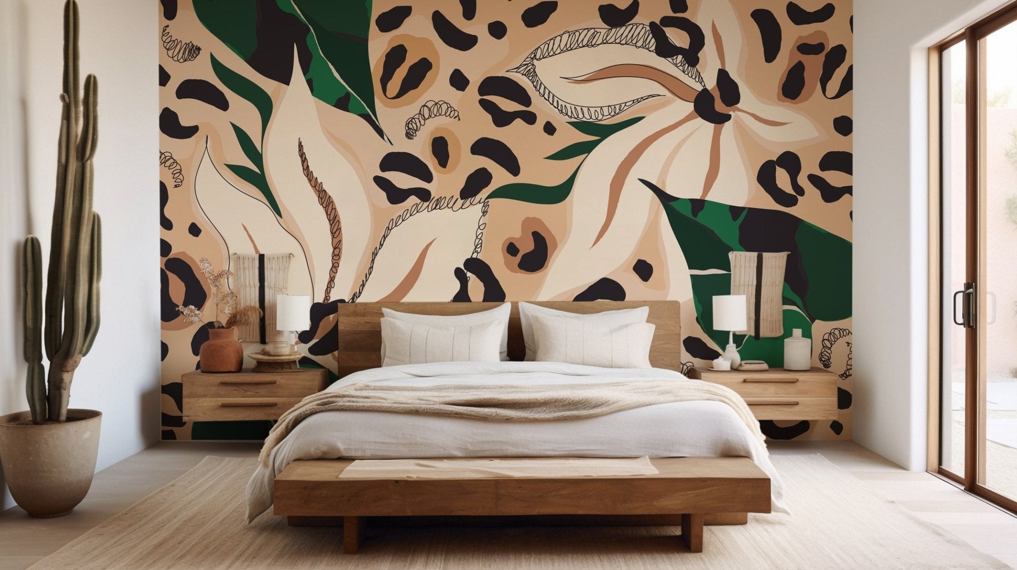 Papier peint abstrait fleur féline, XXL, tendance