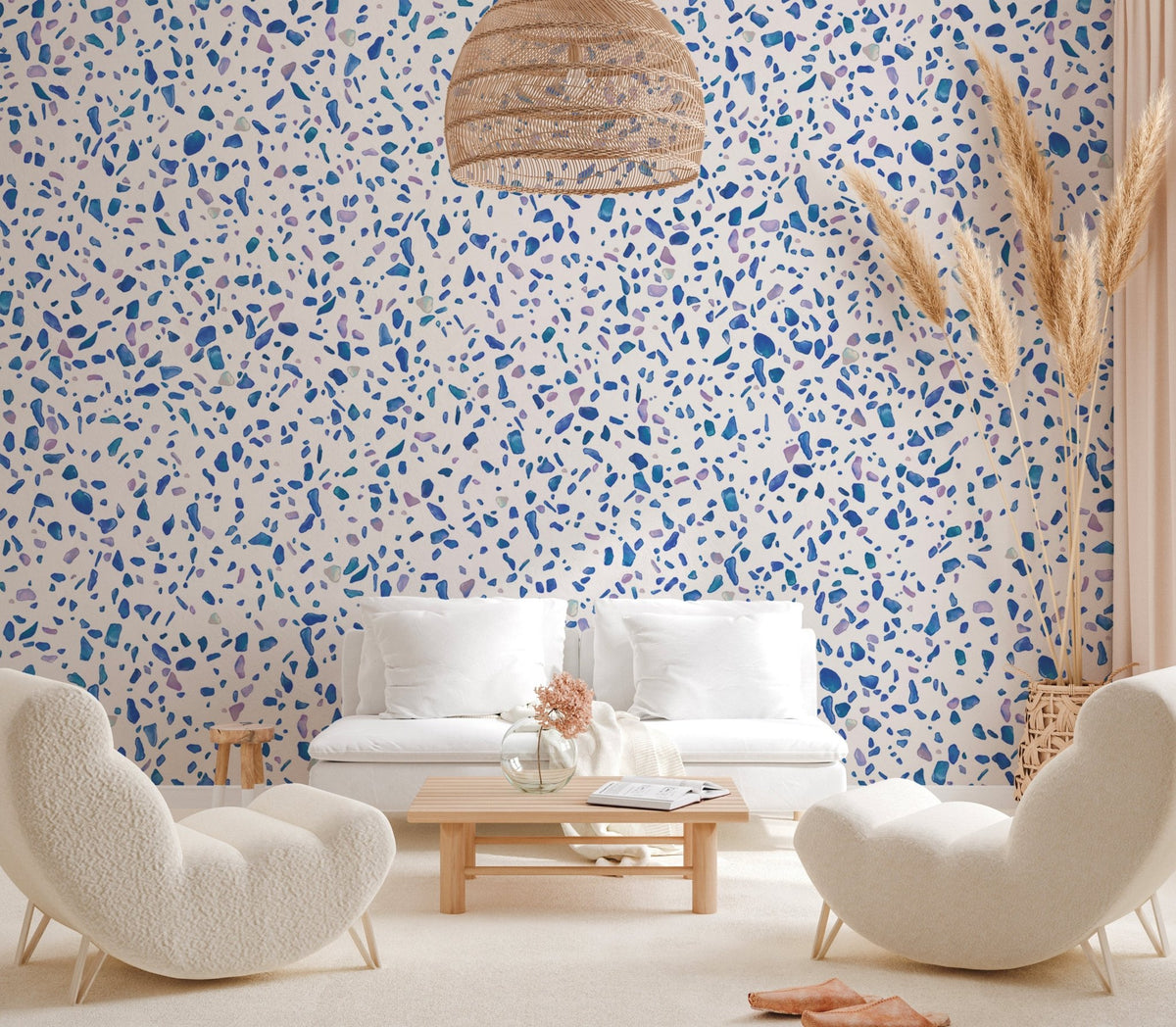 Indigo terrazzo effect wallpaper