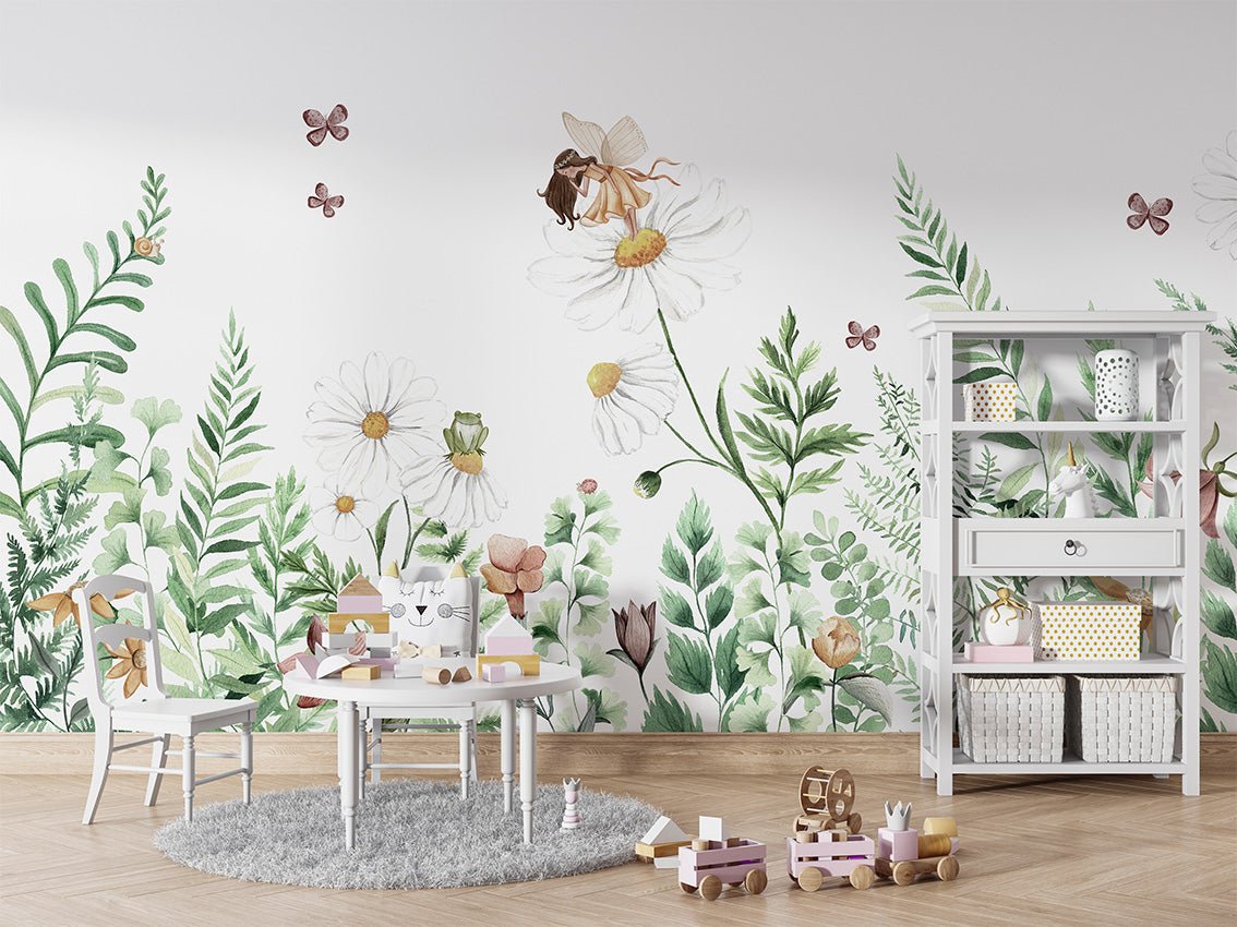 Floral fairy wallpaper for kids