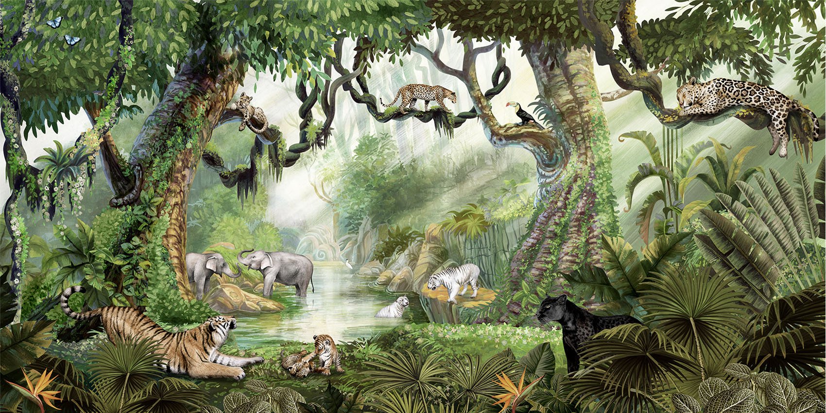 Papel pintado infantil jungla secreta