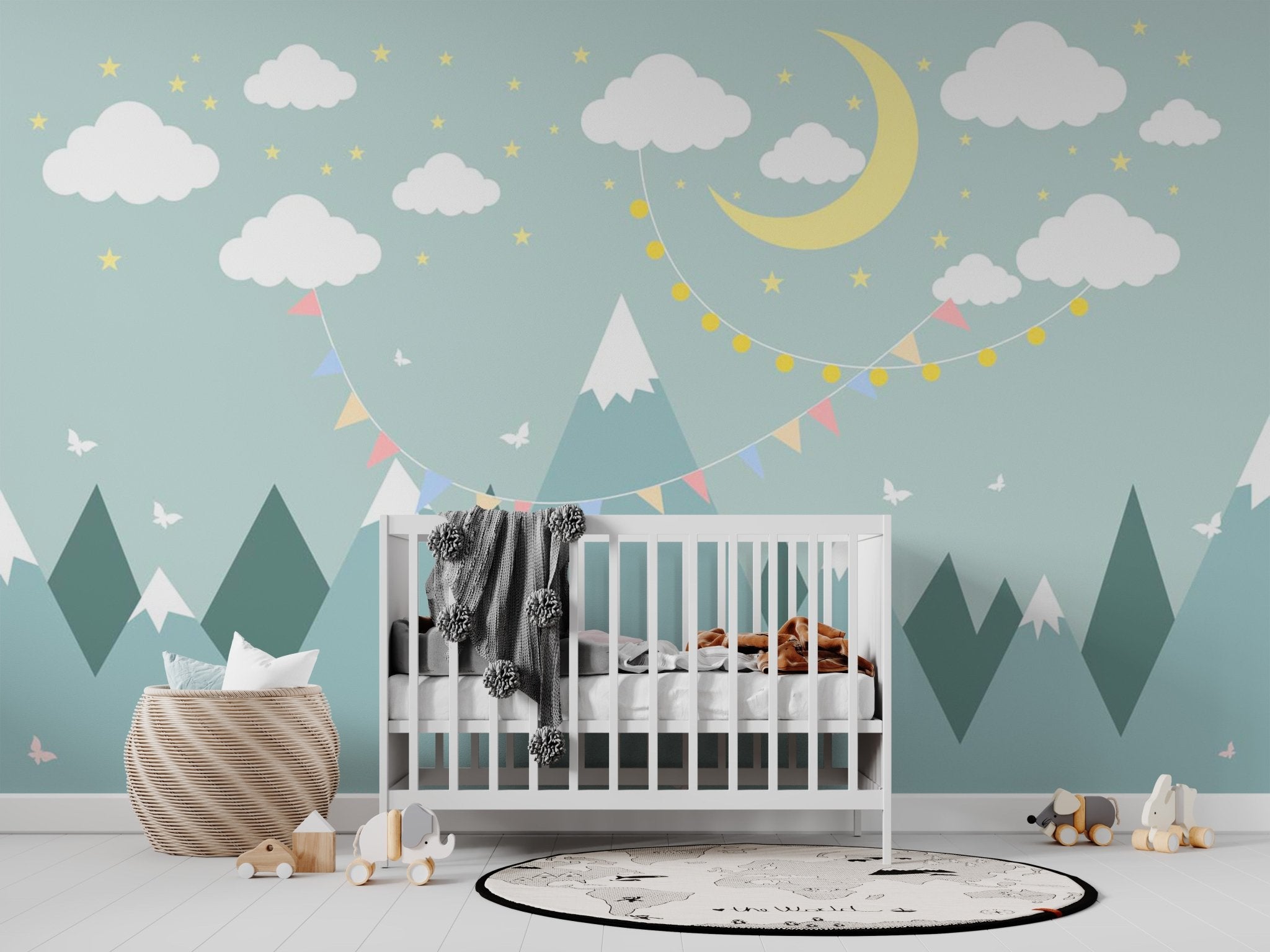 Papier peint contemporain enfant ciel de lune - Muralconcept