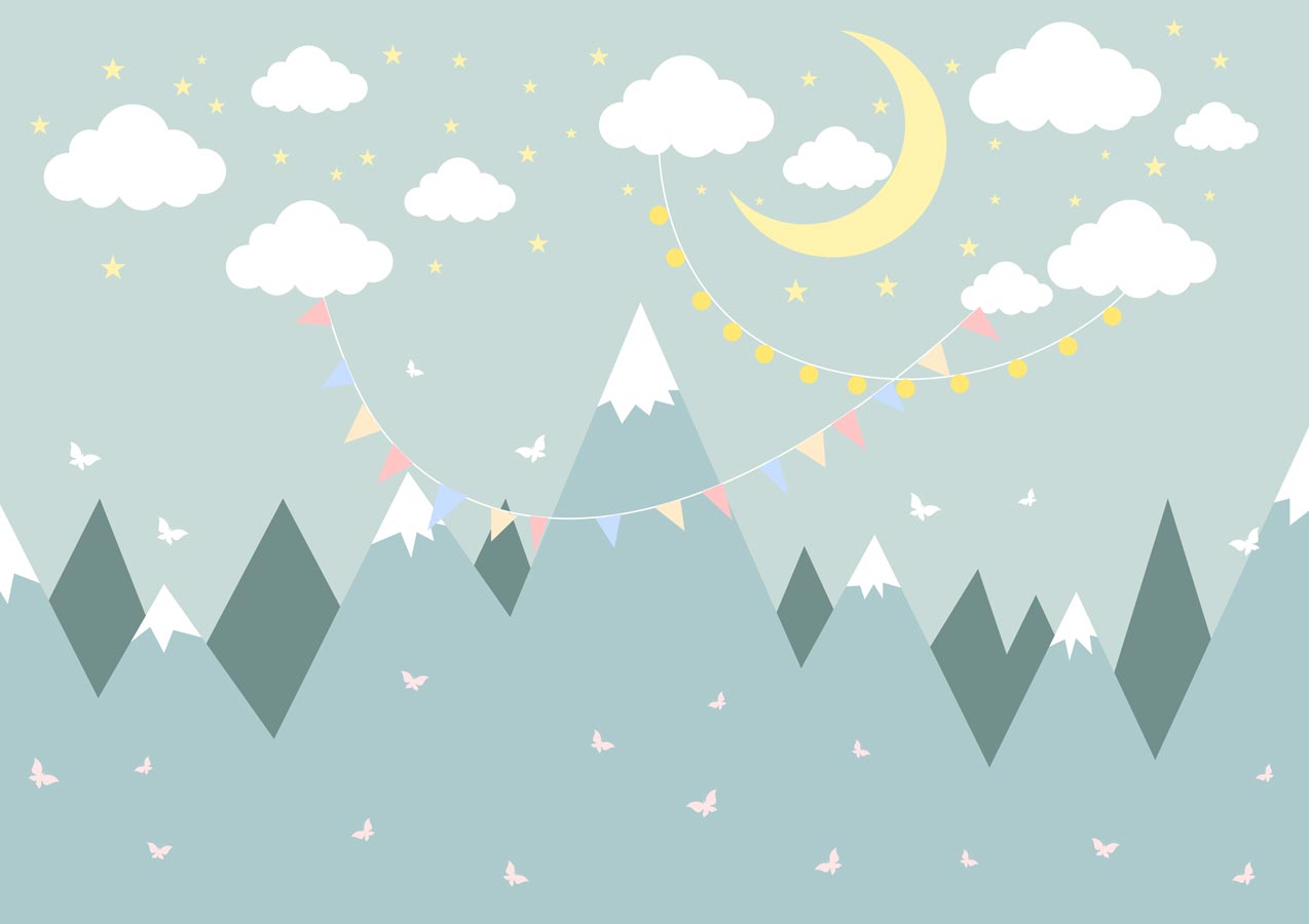 Papier peint contemporain enfant ciel de lune - Muralconcept