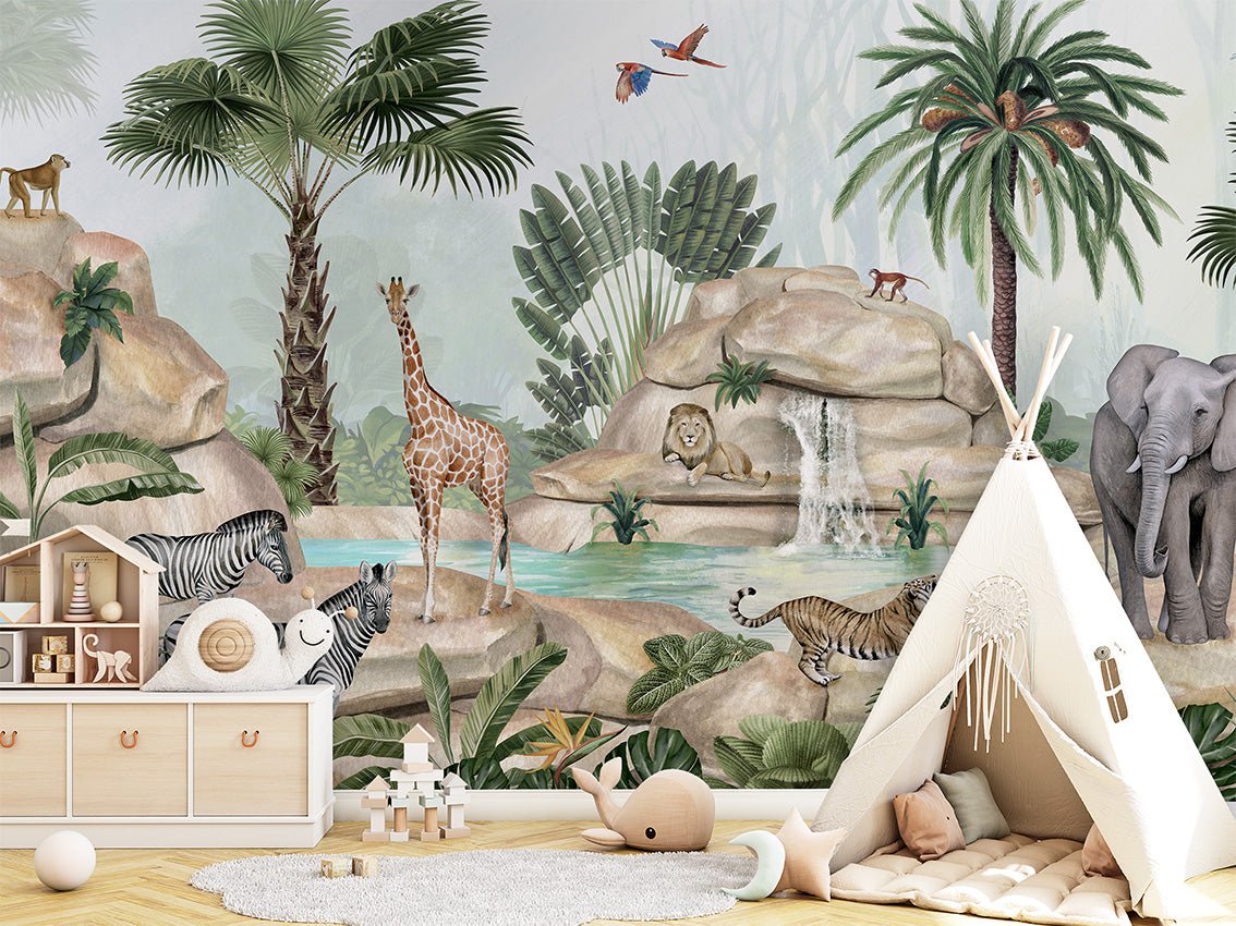 Papier peint enfant oasis animale