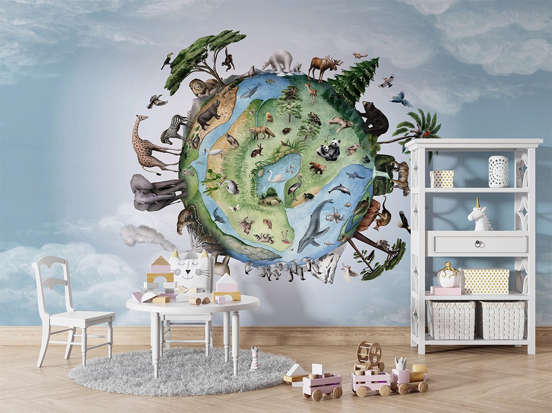 Children's wallpaper planet animals 