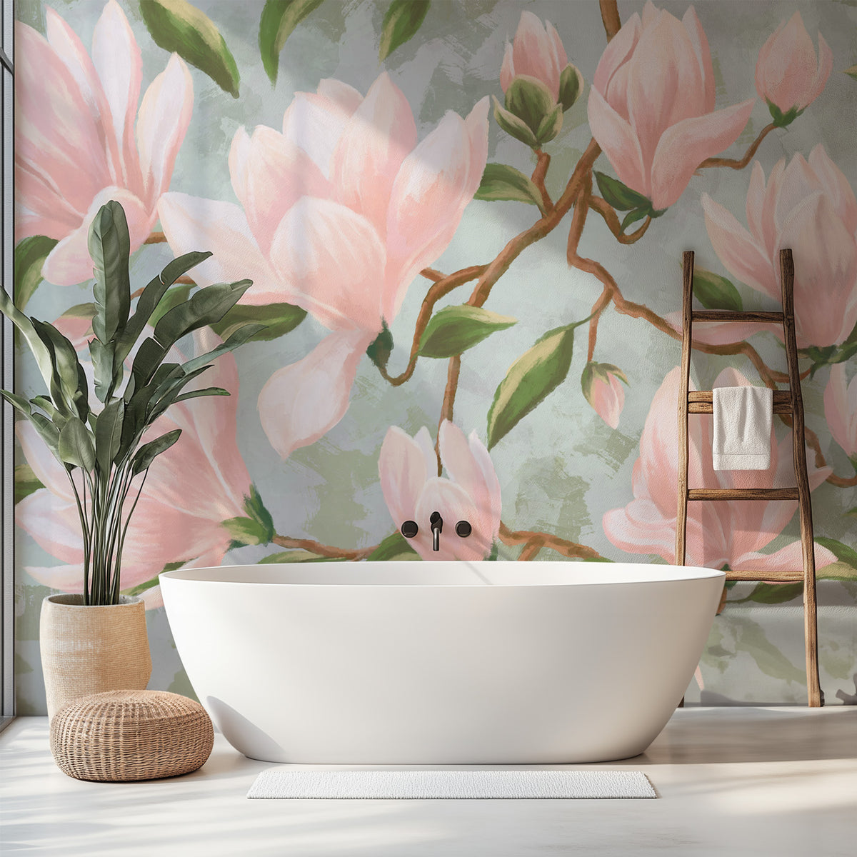 Papier peint magnolia en fleur