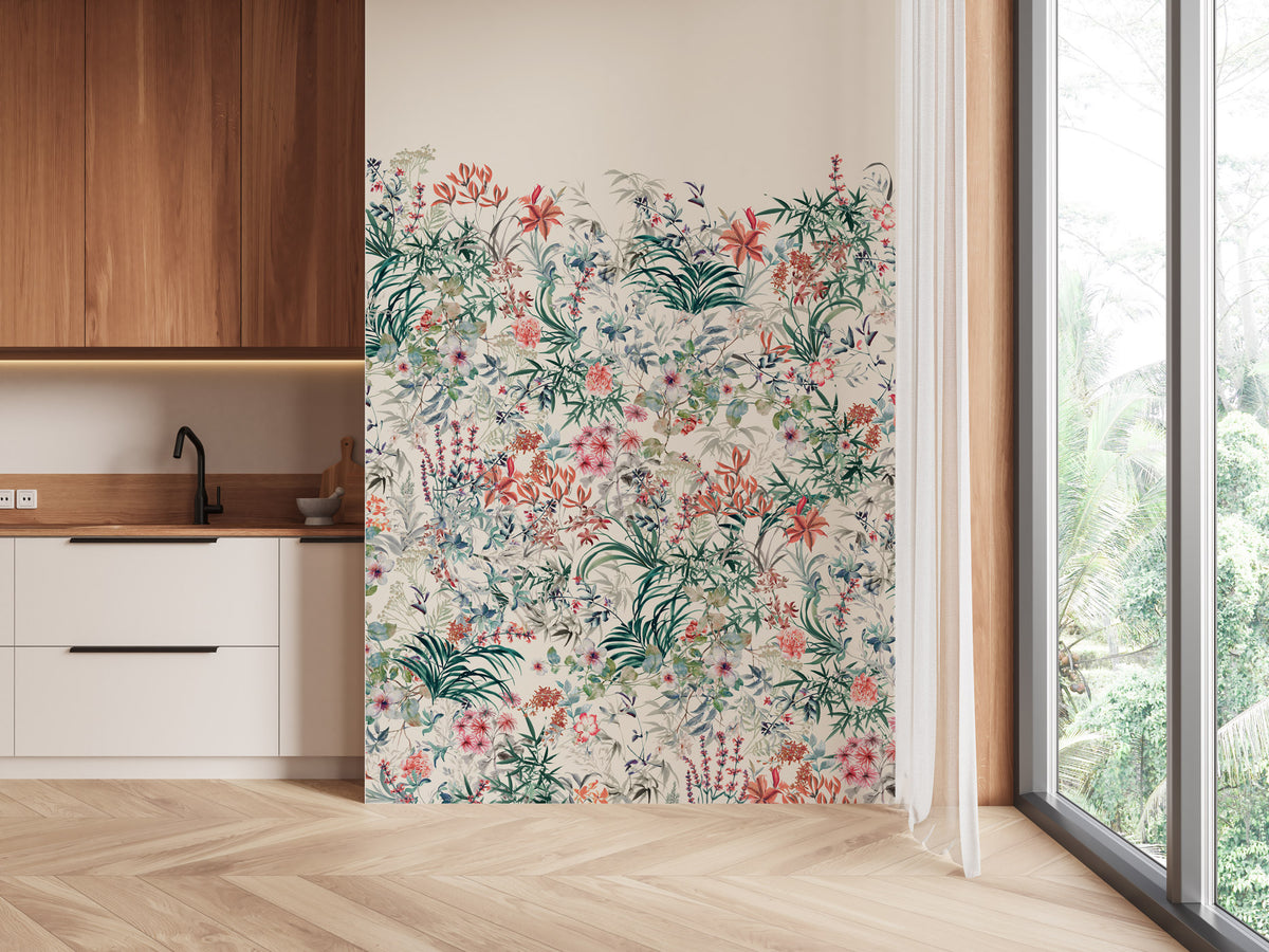 Papier peint floral - Les jardins de Léontine
