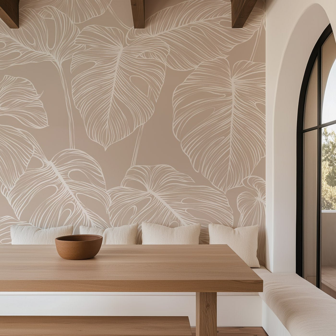 Papier peint feuille monstera sable, XXL, tendance