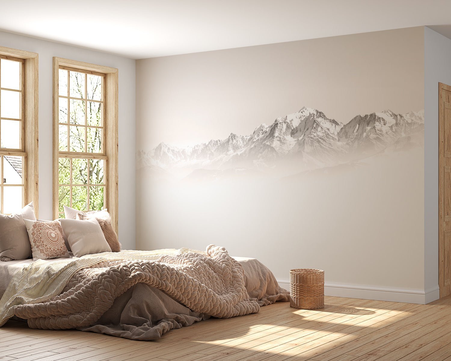 Papier peint matin brumeux Mont Blanc - Muralconcept