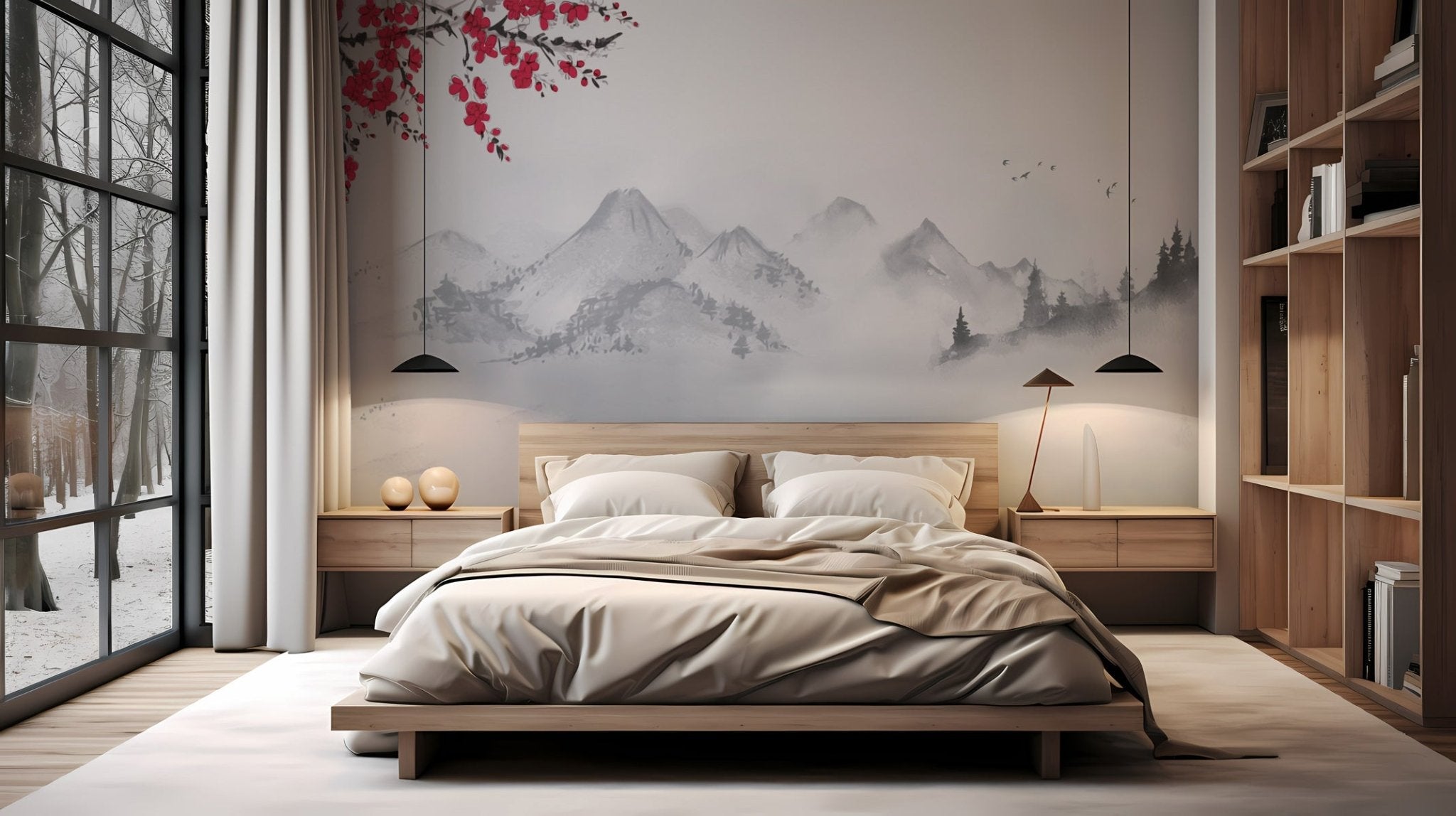 Papier peint zen paysage minimaliste, XXL, tendance