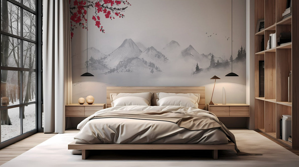 Carta da parati con paesaggio minimalista Zen