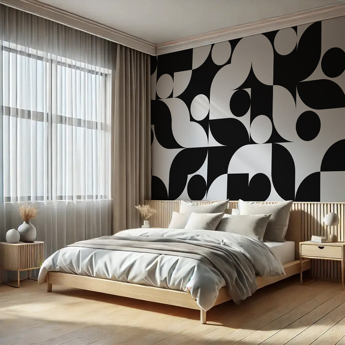 Modern black and white shape wallpaper