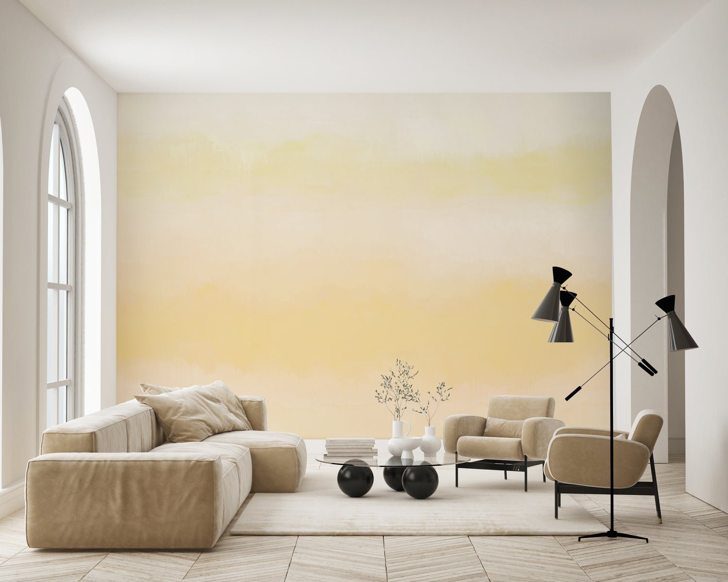 Papier peint panoramique dégradé jaune - Muralconcept