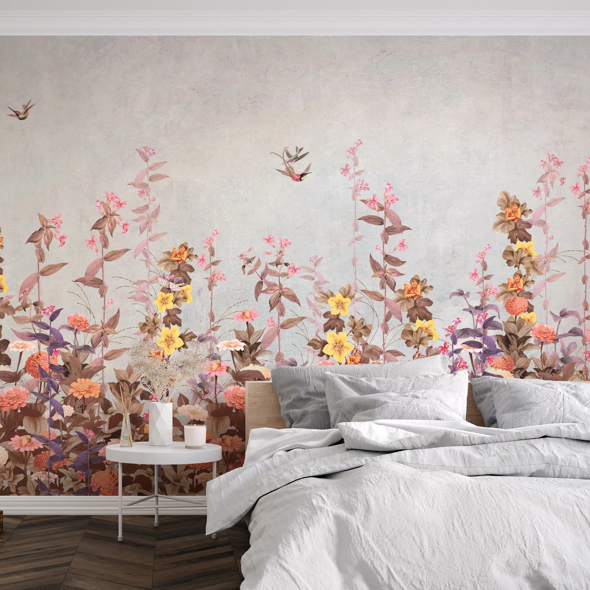 Panoramic wallpaper climbing flowers