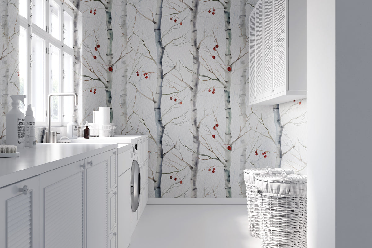 Birch painting wallpaper