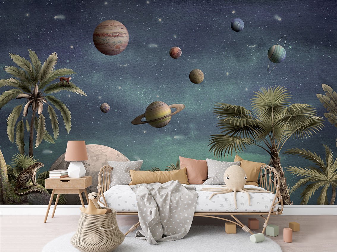 Planets and fawns wallpaper