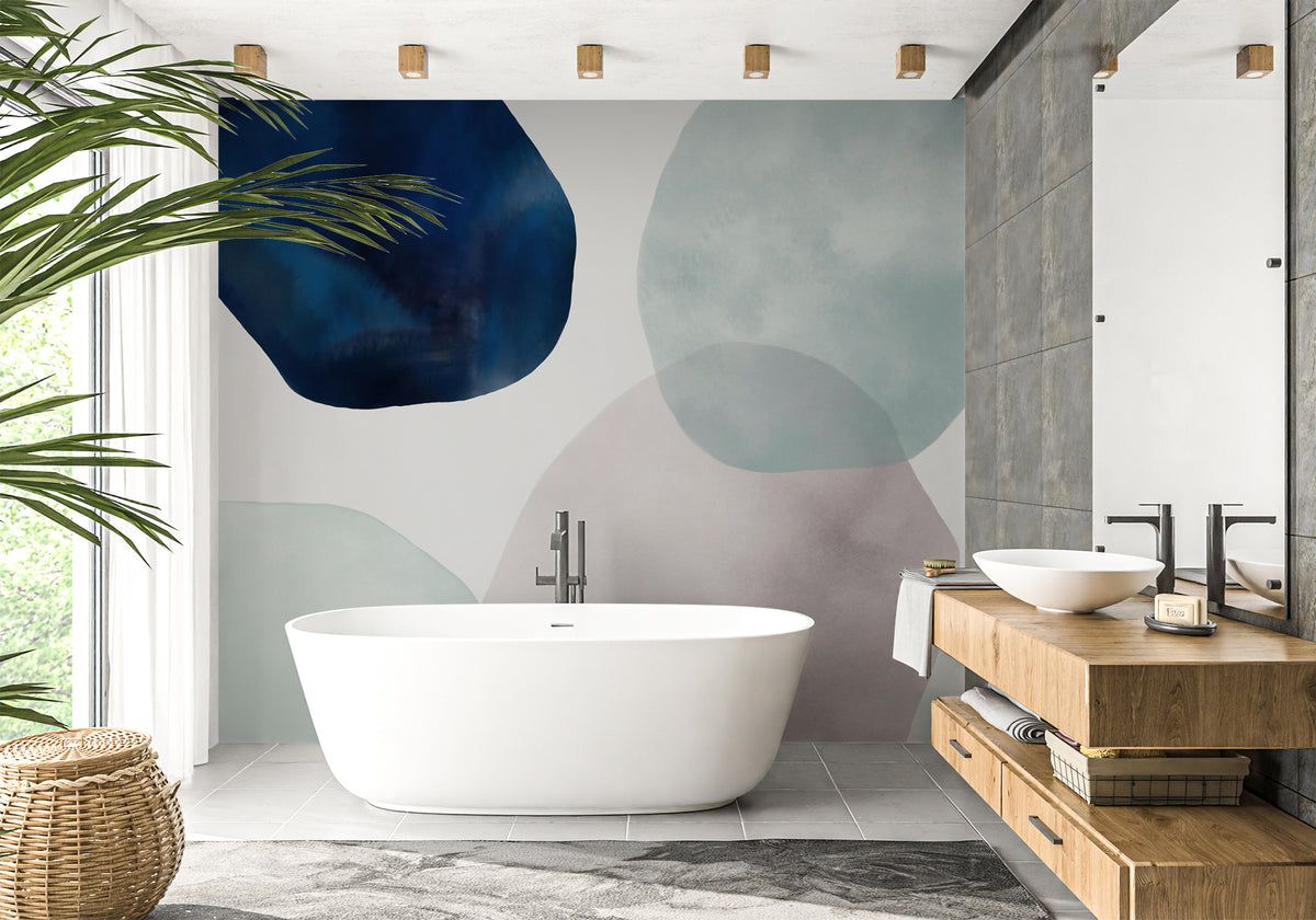 Abstract watercolor circle bathroom wallpaper