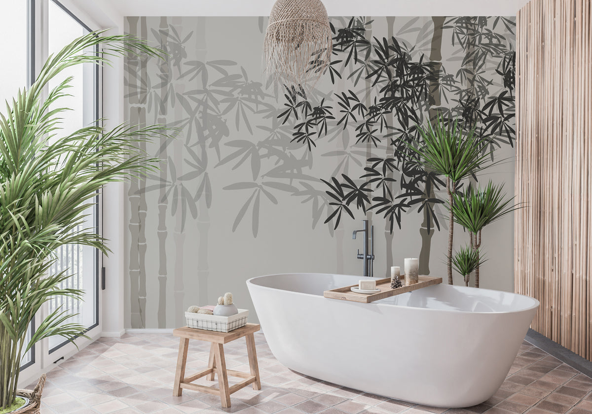 Bamboo bathroom wallpaper