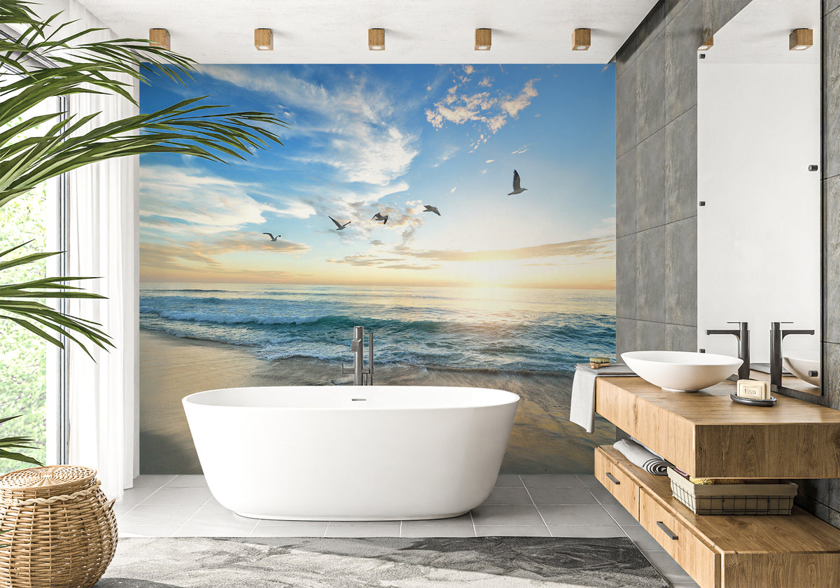 Paradise beach bathroom wallpaper