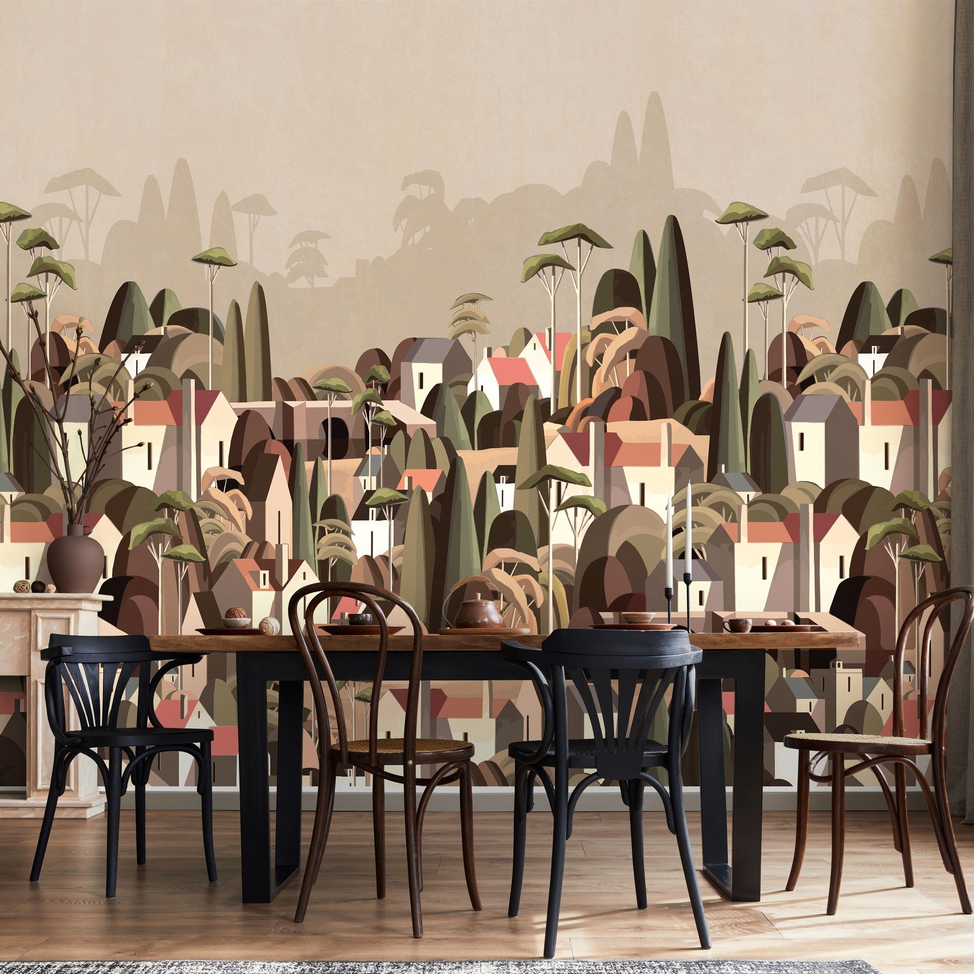 Papier peint village maisons exotiques, XXL, tendance