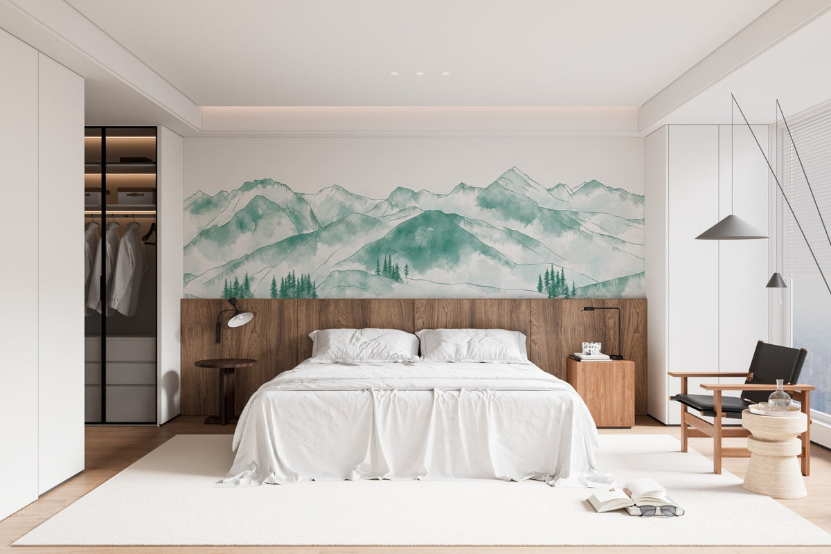 Aravis mountains wallpaper mint green