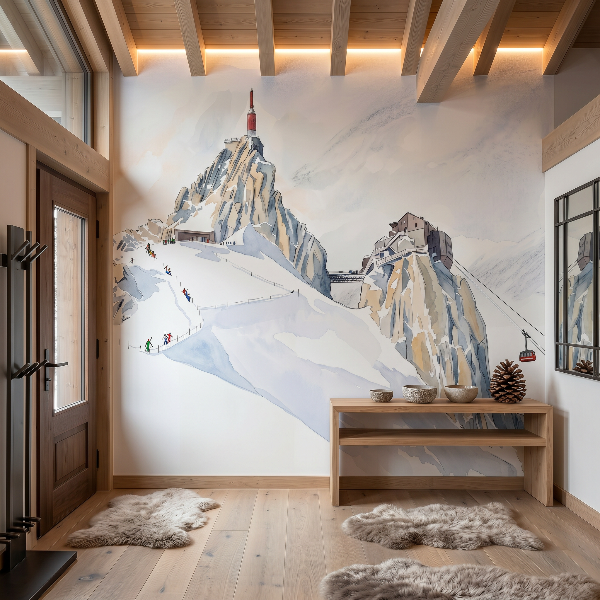 Papier peint aiguille du midi Chamonix - Vallée blanche Mont blanc - Muralconcept