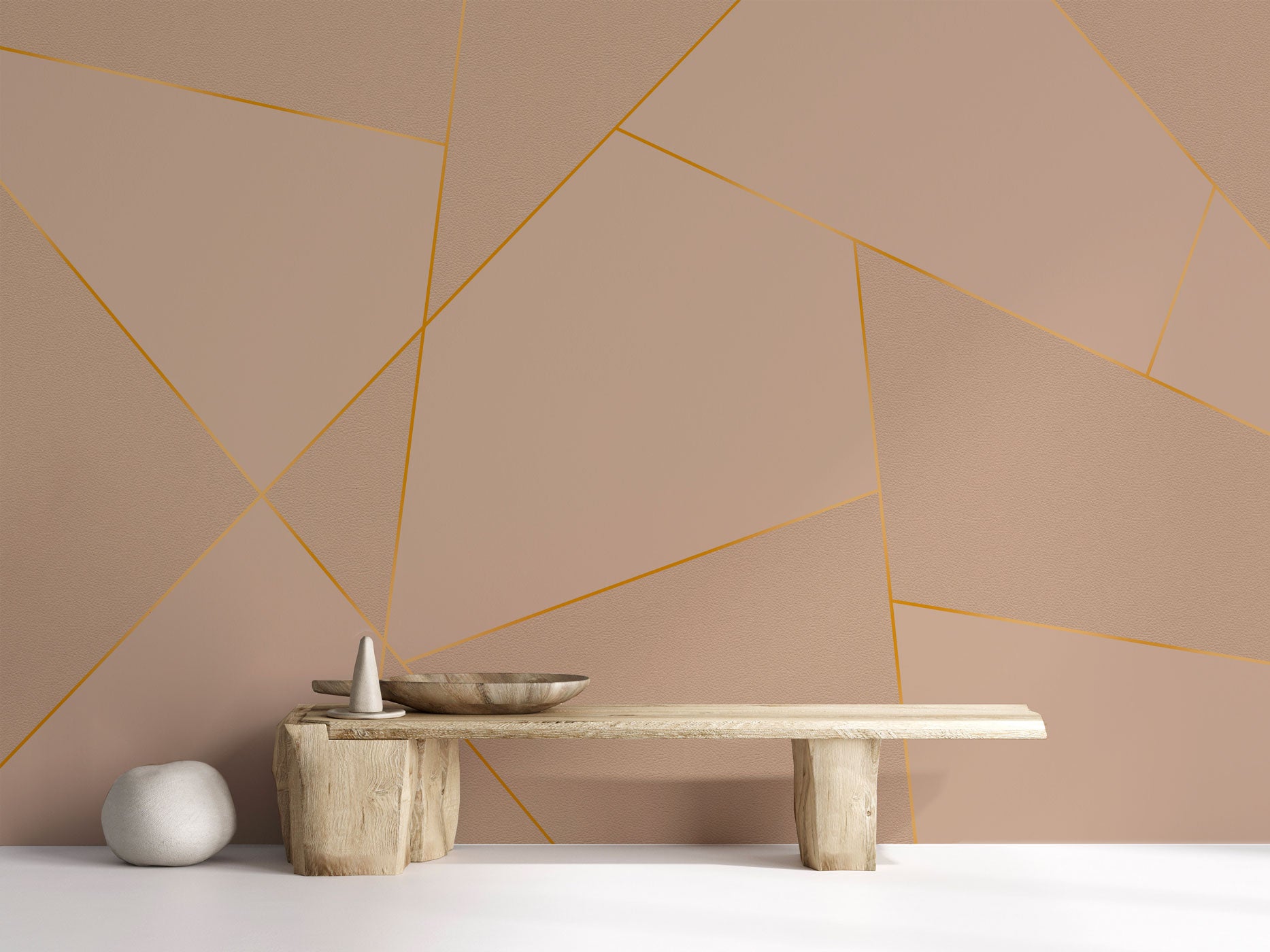 Papier peint panoramique Zig Zag beige, XXL, tendance