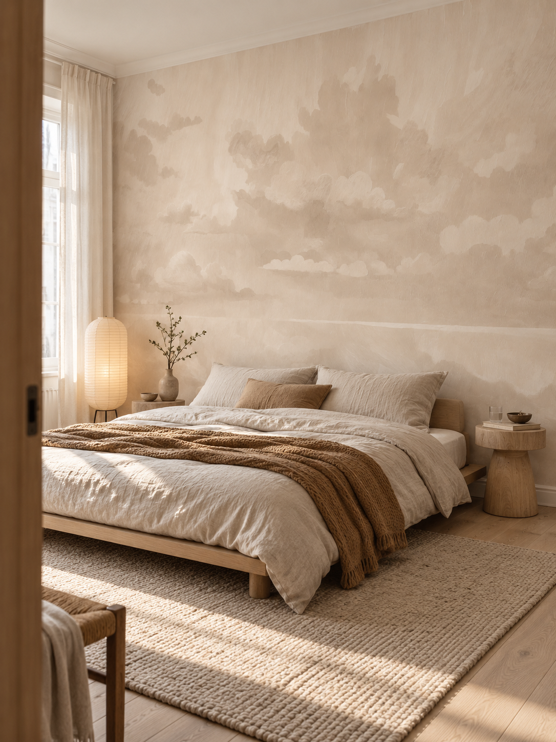 Velvet Sky Panoramic Wallpaper - Beige Clouds