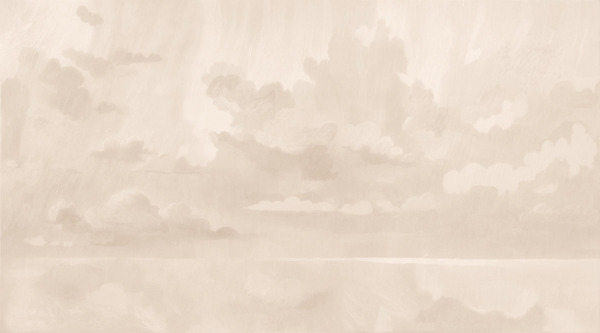 Velvet Sky Panoramic Wallpaper - Beige Clouds