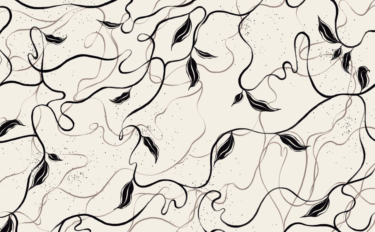 Papier peint végétal -  Lignes greige