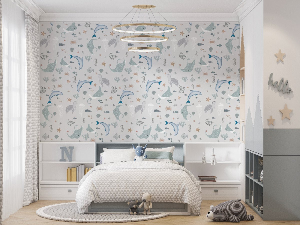 Papier peint enfant fond marin - papier peint sur mesure francais - muralconcept